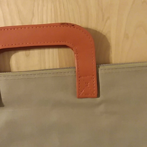 Vintage 1970s Beige Utility Multi Pocket Canvas Briefcase with Orange Trim NWT - Picture 14 of 16